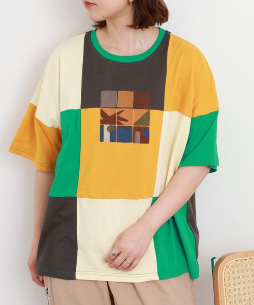 Emago（イマゴ）の「EMAGO タイル刺繍T 半端袖（Tシャツ/カットソー・レディース・ホワイト/ブラック・FREE）」の11枚目の写真