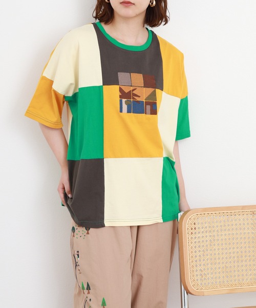 Emago（イマゴ）の「EMAGO タイル刺繍T 半端袖（Tシャツ/カットソー・レディース・ホワイト/ブラック・FREE）」の13枚目の写真