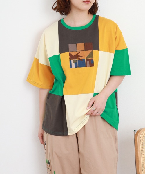 Emago（イマゴ）の「EMAGO タイル刺繍T 半端袖（Tシャツ/カットソー・レディース・ホワイト/ブラック・FREE）」の12枚目の写真