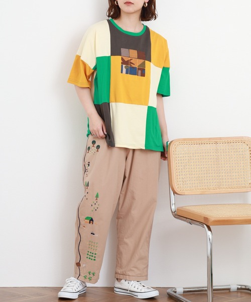 Emago（イマゴ）の「EMAGO タイル刺繍T 半端袖（Tシャツ/カットソー・レディース・ホワイト/ブラック・FREE）」の15枚目の写真