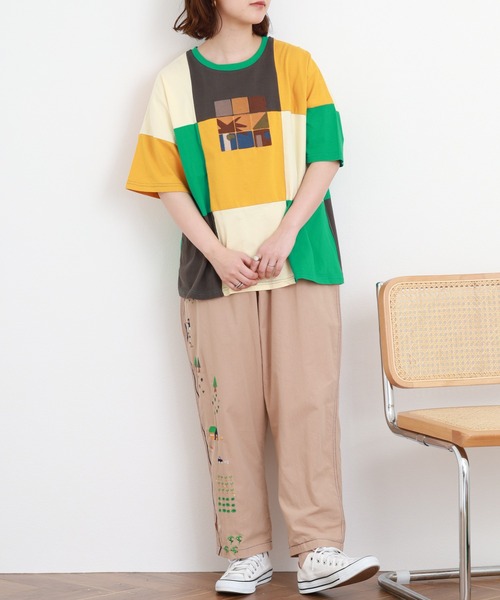 Emago（イマゴ）の「EMAGO タイル刺繍T 半端袖（Tシャツ/カットソー・レディース・ホワイト/ブラック・FREE）」の16枚目の写真
