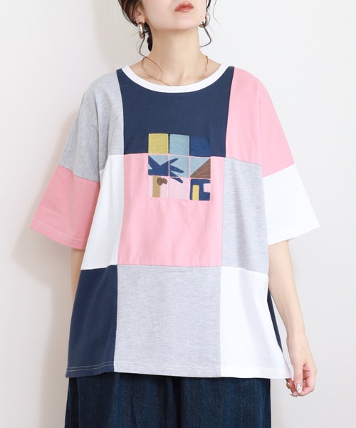 Emago（イマゴ）の「EMAGO タイル刺繍T 半端袖（Tシャツ/カットソー・レディース・ホワイト/ブラック・FREE）」の17枚目の写真