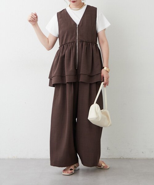 Remind me and forever(リマインドミーアンドフォーエバー)の「穿くだけで美脚が叶う、洗練タックパンツ(その他パンツ・レディース・アイボリー/ブラック/ブラウン・FREE)」の12枚目の写真