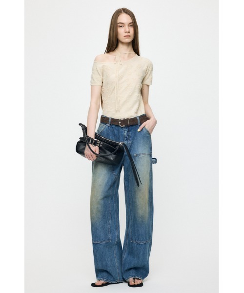 MOUSSY(マウジー)の「MIDRISE PAINTER STRAIGHT(デニムパンツ・レディース・ブルー/ベージュ/オフホワイト・0/1/2)」の7枚目の写真