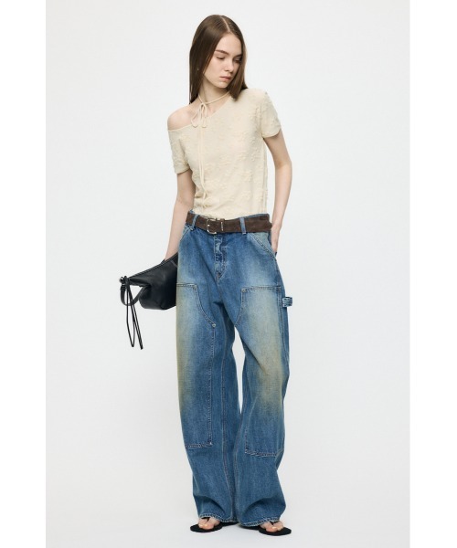 MOUSSY(マウジー)の「MIDRISE PAINTER STRAIGHT(デニムパンツ・レディース・ブルー/ベージュ/オフホワイト・0/1/2)」の9枚目の写真