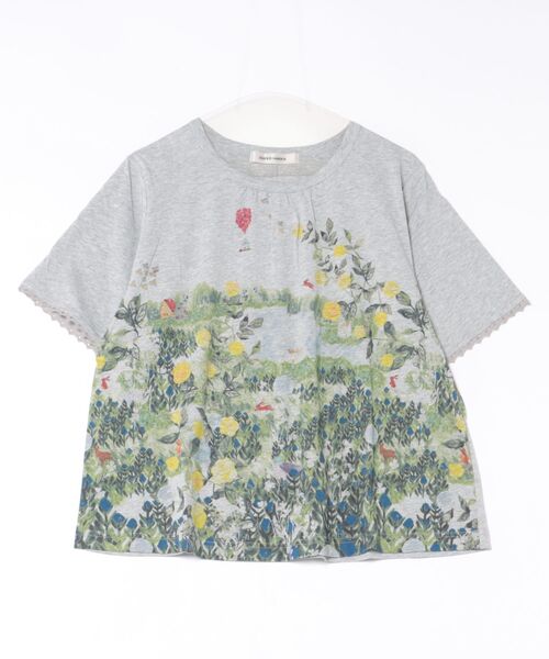 SUPER HAKKA(スーパーハッカ)の「マイガーデンプリントTシャツ(Tシャツ/カットソー・レディース・ベージュ/杢グレー・FREE)」の4枚目の写真