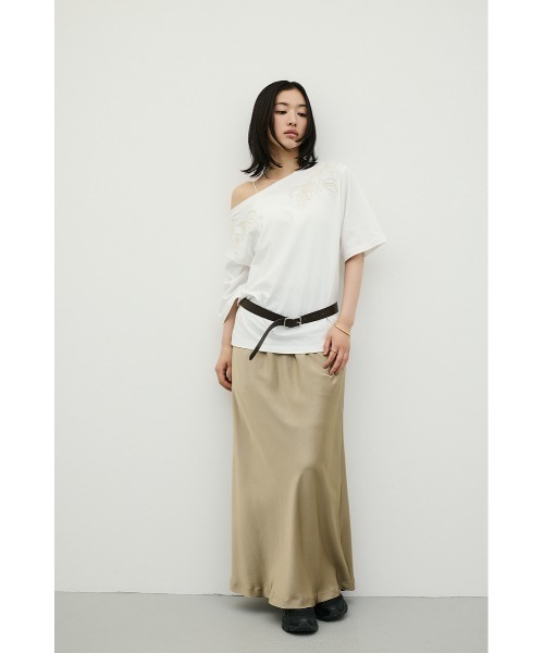 STYLEMIXER(スタイルミキサー)の「エンブロイダリーボートネックT(Tシャツ/カットソー・レディース・ホワイト/サックスブルー/ブラウン・FREE)」の5枚目の写真