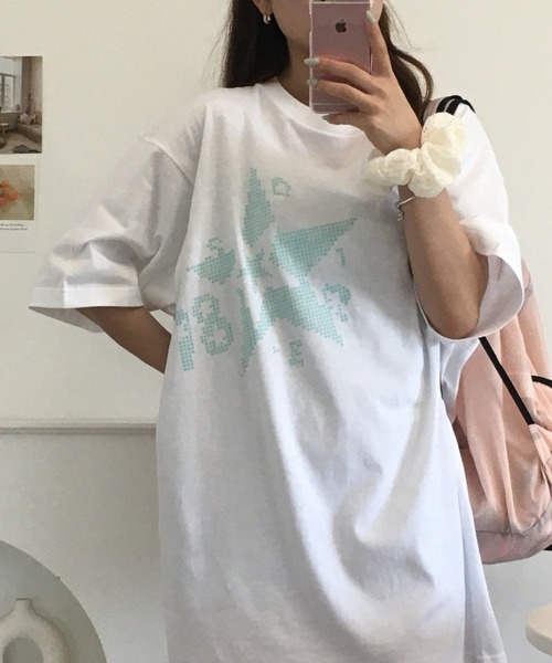 &soiree(アンドソワレ)の「&soiree 【シルエット選べる2サイズ】クロスステッチ風Tシャツ 半袖(Tシャツ/カットソー・レディース・セージグリーン/ホワイト/アッシュ・M/F)」の16枚目の写真