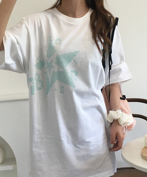 &soiree(アンドソワレ)の「&soiree 【シルエット選べる2サイズ】クロスステッチ風Tシャツ 半袖(Tシャツ/カットソー・レディース・セージグリーン/ホワイト/アッシュ・M/F)」の14枚目の写真