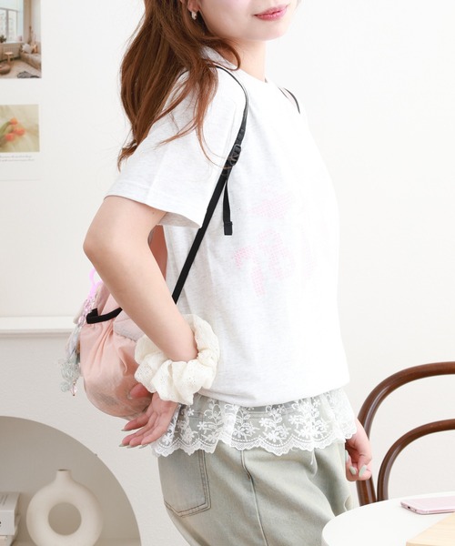 &soiree(アンドソワレ)の「&soiree 【シルエット選べる2サイズ】クロスステッチ風Tシャツ 半袖(Tシャツ/カットソー・レディース・セージグリーン/ホワイト/アッシュ・M/F)」の22枚目の写真