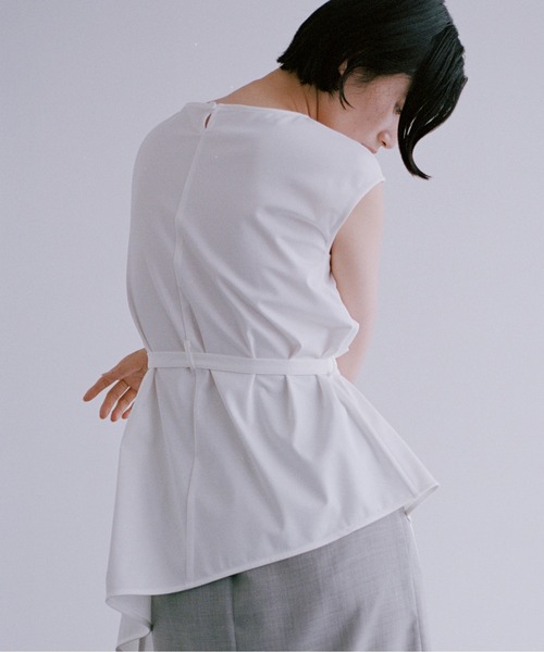 THE PERMANENT EYE(ザパーマネントアイ)の「【THE PERMANENT EYE/ザパーマネントアイ】フレンチスリーブアシンメトリートップ(Tシャツ/カットソー・レディース・ストライプ/ホワイト/サックスブルー/ブラック・FREE)」の7枚目の写真
