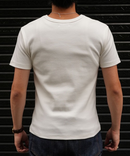 LURAKU（ルラク）の「【LURAKU】Ribbed Short T-shirt / リブショートTシャツ（Tシャツ/カットソー・メンズ・オフホワイト/ブラック・MEDIUM/LARGE）」の8枚目の写真