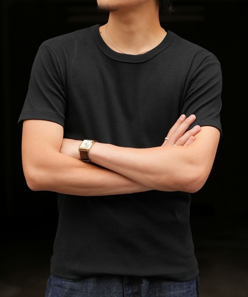 LURAKU（ルラク）の「【LURAKU】Ribbed Short T-shirt / リブショートTシャツ（Tシャツ/カットソー・メンズ・オフホワイト/ブラック・MEDIUM/LARGE）」の13枚目の写真