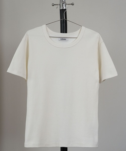 LURAKU（ルラク）の「【LURAKU】Ribbed Short T-shirt / リブショートTシャツ（Tシャツ/カットソー・メンズ・オフホワイト/ブラック・MEDIUM/LARGE）」の16枚目の写真