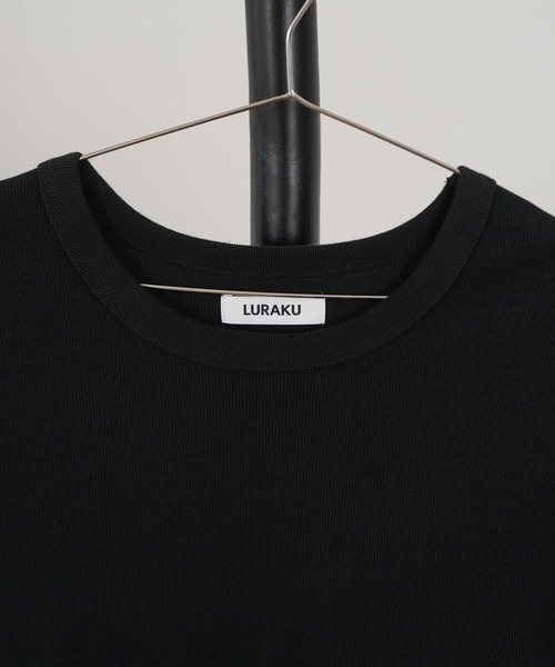 LURAKU（ルラク）の「【LURAKU】Ribbed Short T-shirt / リブショートTシャツ（Tシャツ/カットソー・メンズ・オフホワイト/ブラック・MEDIUM/LARGE）」の20枚目の写真