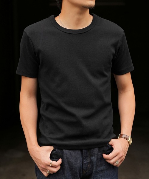 LURAKU（ルラク）の「【LURAKU】Ribbed Short T-shirt / リブショートTシャツ（Tシャツ/カットソー・メンズ・オフホワイト/ブラック・MEDIUM/LARGE）」の12枚目の写真