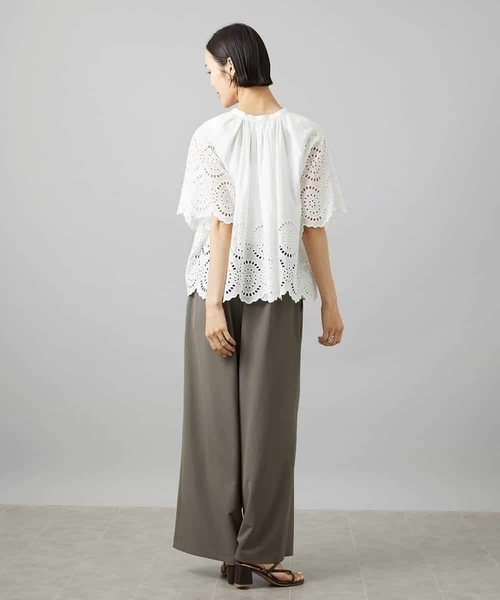 MICHEL KLEIN(ミッシェル・クラン)の「スカラップレースブラウス(シャツ/ブラウス・レディース・ネイビー/ホワイト・38)」の12枚目の写真