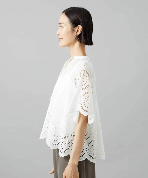 MICHEL KLEIN(ミッシェル・クラン)の「スカラップレースブラウス(シャツ/ブラウス・レディース・ネイビー/ホワイト・38)」の14枚目の写真