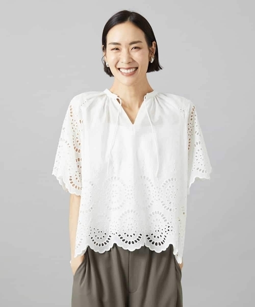 MICHEL KLEIN(ミッシェル・クラン)の「スカラップレースブラウス(シャツ/ブラウス・レディース・ネイビー/ホワイト・38)」の22枚目の写真