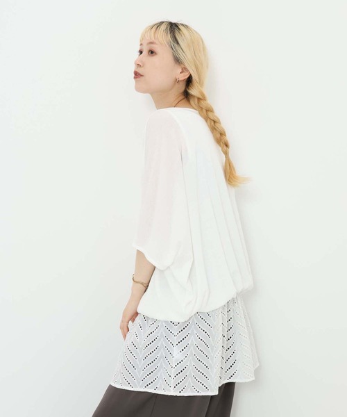 HEART MARKET(ハートマーケット)の「バルーン裾レースチュニック(Tシャツ/カットソー・レディース・ダークグリーン/ホワイト/ブラック/チャコール・FREE)」の1枚目の写真
