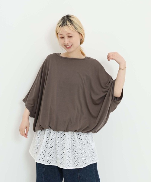 HEART MARKET(ハートマーケット)の「バルーン裾レースチュニック(Tシャツ/カットソー・レディース・ダークグリーン/ホワイト/ブラック/チャコール・FREE)」の3枚目の写真