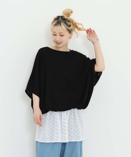 HEART MARKET(ハートマーケット)の「バルーン裾レースチュニック(Tシャツ/カットソー・レディース・ダークグリーン/ホワイト/ブラック/チャコール・FREE)」の2枚目の写真