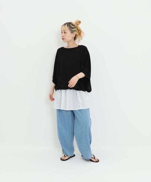 HEART MARKET(ハートマーケット)の「バルーン裾レースチュニック(Tシャツ/カットソー・レディース・ダークグリーン/ホワイト/ブラック/チャコール・FREE)」の8枚目の写真