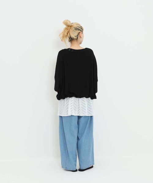 HEART MARKET(ハートマーケット)の「バルーン裾レースチュニック(Tシャツ/カットソー・レディース・ダークグリーン/ホワイト/ブラック/チャコール・FREE)」の10枚目の写真