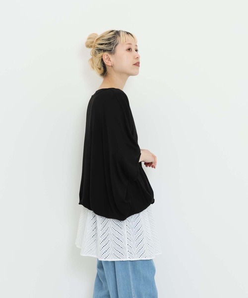 HEART MARKET(ハートマーケット)の「バルーン裾レースチュニック(Tシャツ/カットソー・レディース・ダークグリーン/ホワイト/ブラック/チャコール・FREE)」の12枚目の写真