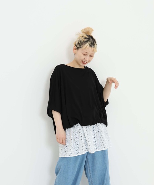 HEART MARKET(ハートマーケット)の「バルーン裾レースチュニック(Tシャツ/カットソー・レディース・ダークグリーン/ホワイト/ブラック/チャコール・FREE)」の14枚目の写真