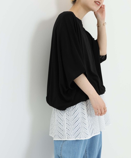 HEART MARKET(ハートマーケット)の「バルーン裾レースチュニック(Tシャツ/カットソー・レディース・ダークグリーン/ホワイト/ブラック/チャコール・FREE)」の15枚目の写真