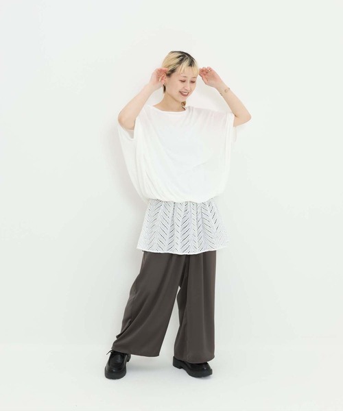 HEART MARKET(ハートマーケット)の「バルーン裾レースチュニック(Tシャツ/カットソー・レディース・ダークグリーン/ホワイト/ブラック/チャコール・FREE)」の16枚目の写真
