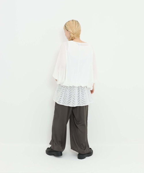HEART MARKET(ハートマーケット)の「バルーン裾レースチュニック(Tシャツ/カットソー・レディース・ダークグリーン/ホワイト/ブラック/チャコール・FREE)」の17枚目の写真