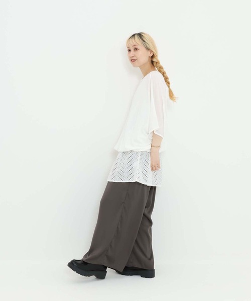 HEART MARKET(ハートマーケット)の「バルーン裾レースチュニック(Tシャツ/カットソー・レディース・ダークグリーン/ホワイト/ブラック/チャコール・FREE)」の18枚目の写真