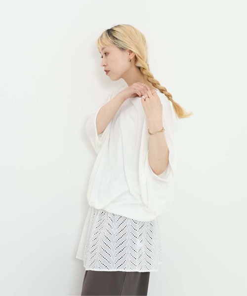 HEART MARKET(ハートマーケット)の「バルーン裾レースチュニック(Tシャツ/カットソー・レディース・ダークグリーン/ホワイト/ブラック/チャコール・FREE)」の20枚目の写真