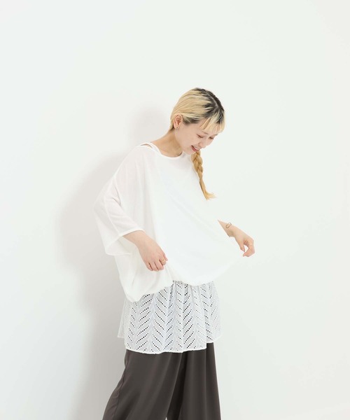 HEART MARKET(ハートマーケット)の「バルーン裾レースチュニック(Tシャツ/カットソー・レディース・ダークグリーン/ホワイト/ブラック/チャコール・FREE)」の22枚目の写真
