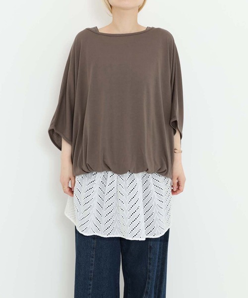 HEART MARKET(ハートマーケット)の「バルーン裾レースチュニック(Tシャツ/カットソー・レディース・ダークグリーン/ホワイト/ブラック/チャコール・FREE)」の6枚目の写真