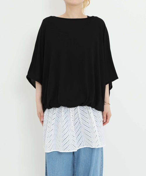 HEART MARKET(ハートマーケット)の「バルーン裾レースチュニック(Tシャツ/カットソー・レディース・ダークグリーン/ホワイト/ブラック/チャコール・FREE)」の7枚目の写真
