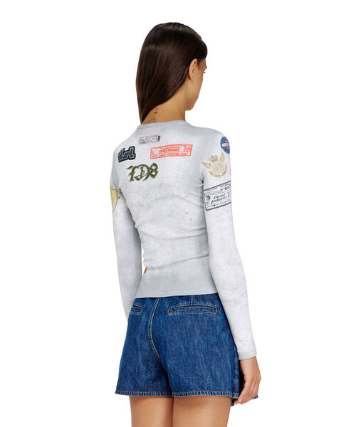 DIESEL(ディーゼル)の「ウィメンズ 長袖Tシャツ T-ELE-LONGSLEEVE(Tシャツ/カットソー・レディース・ホワイト系その他・MEDIUM/LARGE/X-LARGE/X-SMALL/SMALL)」の3枚目の写真