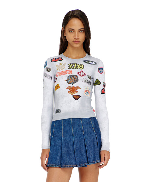 DIESEL(ディーゼル)の「ウィメンズ 長袖Tシャツ T-ELE-LONGSLEEVE(Tシャツ/カットソー・レディース・ホワイト系その他・MEDIUM/LARGE/X-LARGE/X-SMALL/SMALL)」の4枚目の写真