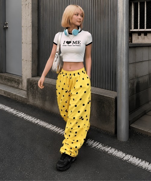 center i(センターアイ)の「ドット柄×チェリーモチーフ バルーンワイドパンツ(その他パンツ・レディース・ホワイト/ピンク/イエロー・FREE)」の14枚目の写真