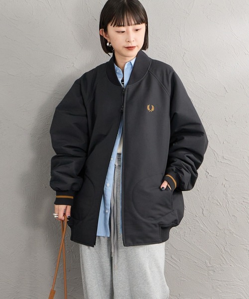 FRED PERRY（フレッドペリー）の「【WEB先行予約】[FRED PERRY/フレッドペリー] 別注 テニスボンバージャケット（ブルゾン・レディース・ダークグリーン/ブラック・S/M/XL/L）」の8枚目の写真