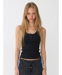 Button Henryneck Top Black