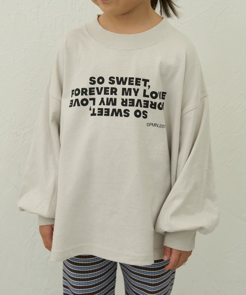 pairmanon(ペアマノン)の「【90-150cm】綿100% アソートロゴプリントオーバーサイズ長袖Tシャツ(Tシャツ/カットソー・キッズ・ネイビー/グレー系その他/イエロー/ブルー/ブルー系その他/グレー/レッド系その他/チャコールグレー・100/130/120/140/150/90/110)」の3枚目の写真