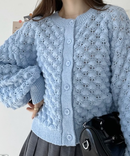 Ada.(エイダ)の「クルーネック 表面感 ぽこぽこ ボリュームスリーブ カーディガン(カーディガン/ボレロ・レディース・チャコール/ライトブルー/ピンク/アイボリー・FREE)」の19枚目の写真