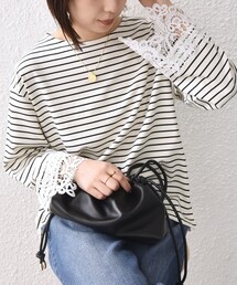 【WEB限定】〈手洗い可能〉ボーダー ポンチ レースカフス トップス◇