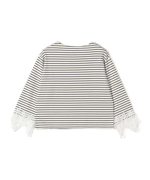 SHIPS Colors(シップス カラーズ)の「【WEB限定】〈手洗い可能〉ボーダー ポンチ レースカフス トップス◇(Tシャツ/カットソー・レディース・オフホワイト/ブラック・ONE SIZE)」の11枚目の写真