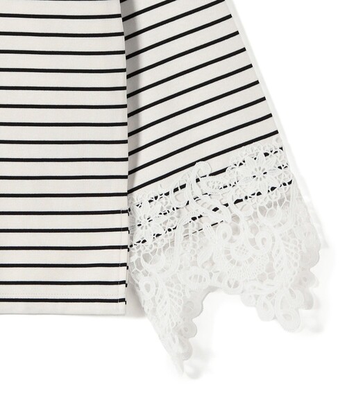SHIPS Colors(シップス カラーズ)の「【WEB限定】〈手洗い可能〉ボーダー ポンチ レースカフス トップス◇(Tシャツ/カットソー・レディース・オフホワイト/ブラック・ONE SIZE)」の13枚目の写真