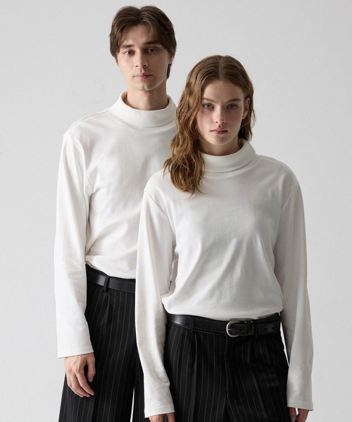 CLEL(クレイル)の「【CLEL】Giza Cotton Turtleneck T-Shirt / ギザコットン タートルネックTシャツ(ロンT/吸水速乾)(Tシャツ/カットソー・メンズ・ホワイト/ワインレッド/ブラック・S/XS/L/M)」の2枚目の写真