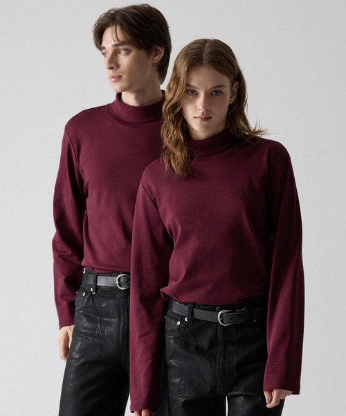 CLEL(クレイル)の「【CLEL】Giza Cotton Turtleneck T-Shirt / ギザコットン タートルネックTシャツ(ロンT/吸水速乾)(Tシャツ/カットソー・メンズ・ホワイト/ワインレッド/ブラック・S/XS/L/M)」の1枚目の写真